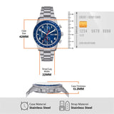 Fossil Sport Tourer Chronograph Blue Dial Silver Steel Strap Watch for Men - FS6047