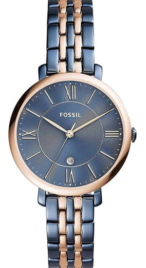 Fossil Jaqueline Grey Dial Two Tone Steel Strap Watch for Women - ES4321