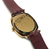 Gucci Grip Quartz Gold Dial Maroon Leather Strap Watch For Women - YA157402