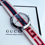 Gucci G Timeless Quartz White Dial Two Tone NATO Strap Watch For Men - YA1264071