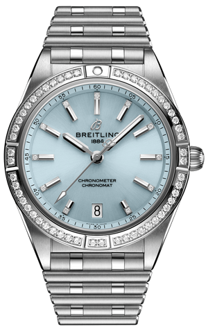 Breitling Chronomat 36 Diamonds Blue Dial Silver Steel Strap Watch for Women - G10380591C1G1