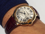 Cartier Ballon Bleu De Cartier Silver Dial Brown Leather Strap Watch for Women - W6900356