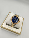 Versace Hellenyium GMT Blue Dial Two Tone Steel Strap Watch for Men - V11060017