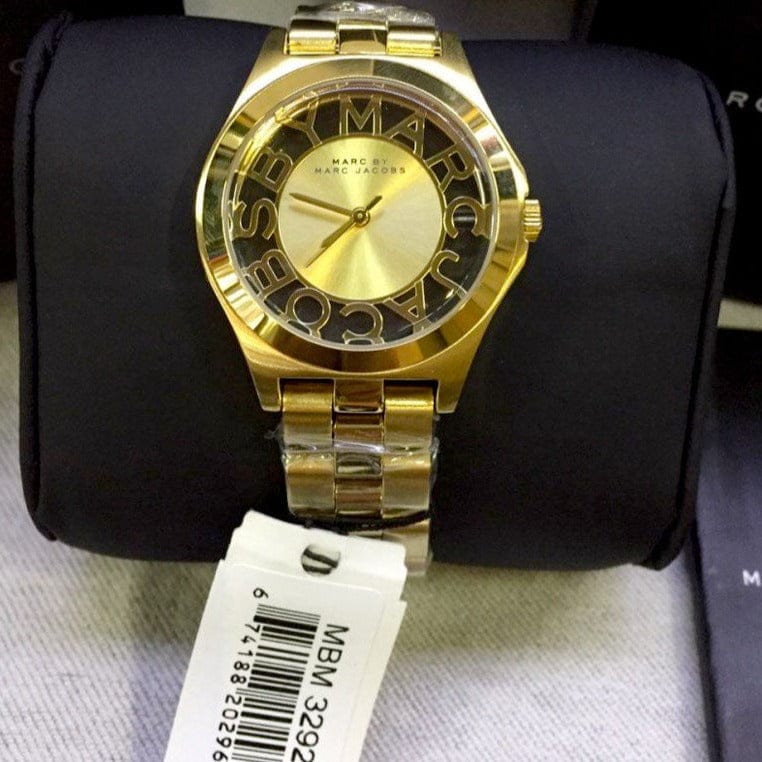 Marc Jacobs Henry Gold Dial Gold Steel Strap Watch for Women - MBM3292