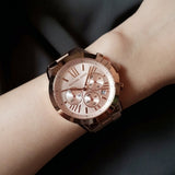 Michael Kors Runway Chronograph Rose Gold Dial Rose Gold Steel Strap Watch For Women - MK5778