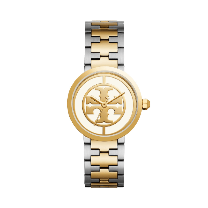 Tory Burch Reva Gold Dial Two Tone Steel Strap Watch for Women - TBW4027