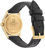 Gucci G Timeless Quartz Black Dial Black Leather Strap Watch For Women - YA126581A