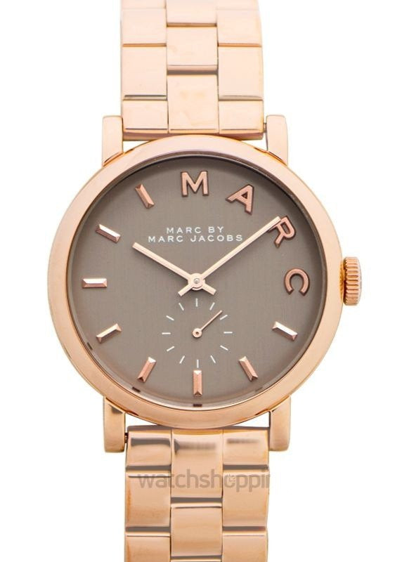 Marc Jacobs Baker Brown Dial Rose Gold Steel Strap Watch for Women - MBM8632