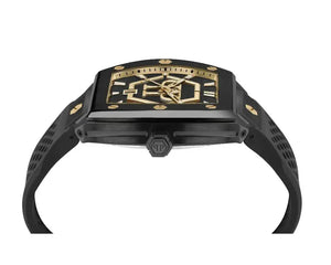 Philipp Plein Hexagon Phantom Black Dial Black Silicone Strap Watch For Men- PWPUA0224