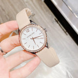 Michael Kors Layton Mother of Pearl White Dial Brown Leather Strap Watch For Women - MK2910