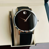 Movado Museum Classic Black Dial Black Leather Strap Watch for Men - 0607194