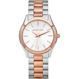 Michael Kors Slim Runway White Dial Two Tone Watch for Women - MK3204B