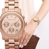 Michael Kors Runway Rose Gold Dial Rose Gold Steel Strap Watch for Women - MK5128