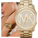 Michael Kors Runway Gold Dial Gold Steel Strap Watch for Women - MK5473