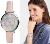 Fossil Jacqueline Blush Mother of Pearl Dial Pink Leather Strap Watch for Women - ES4151