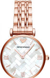 Emporio Armani Mother of Pearl Dial Rose Gold Steel Strap Watch For Women - AR11110