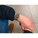 Fossil Inscription Automatic Skeleton Black Dial Gold Steel Strap Watch for Men - BQ2573