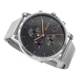 Hugo Boss Integrity Grey Dial Silver Mesh Bracelet Watch for Men - 1513807