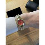 Marc Jacobs Henry Dinky Orange Dial Gold Stainless Steel Strap Watch for Women - MBM3202