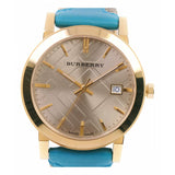 Burberry The City Gold Dial Blue Leather Strap Watch for Women - BU9018