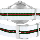 Gucci G Timeless Quartz White DIal White NATO Strap Watch For Men - YA126322