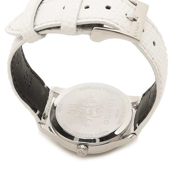 Gucci G-Timeless Mother of Pearl White Dial White Leather Strap Watch For Women - YA126597