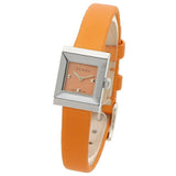 Gucci G-Frame Square Mother of Pearl Orange Dial Orange Leather Strap Watch For Women - YA128532