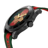 Gucci Dive Green & Red Dial Green & Red Nylon Strap Watch For Men - YA136216