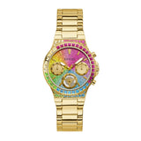 Guess Sugarrush Quartz Multicolor Dial Gold Steel Strap Watch For Women - GW0258L1