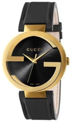 Gucci G Interlocking Grammy Special Edition Black Dial Black Leather Strap Watch For Men - YA133212