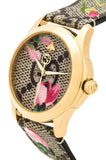 Gucci G Timeless Floral Brown Dial Brown Leather Strap Watch For Women - YA1264038