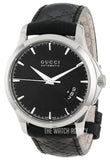 Gucci G Timeless Quartz Black Dial Black Leather Strap Watch for Men - YA126413