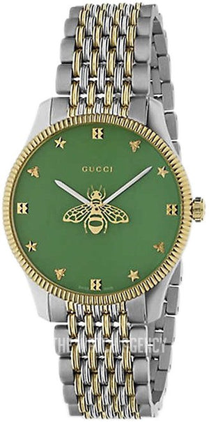 Gucci G Timeless Quartz Green Dial Two Tone Steel Strap Watch For Men - YA1264182