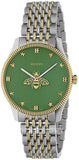 Gucci G Timeless Quartz Green Dial Two Tone Steel Strap Watch For Men - YA1264182