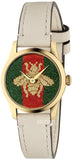 Gucci G Timeless Quartz Red & Green Dial Beige Leather Strap Watch For Women - YA1265009