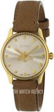 Gucci G Timeless Quartz Silver Dial Brown Leather Strap Watch For Women - YA1265022