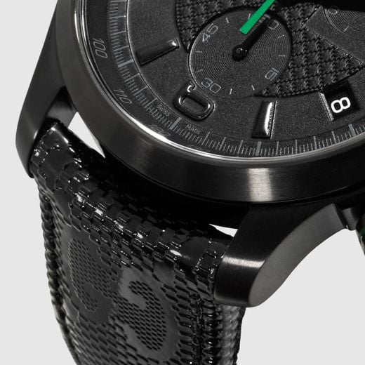 Gucci G Timeless Quartz Chronograph Black Dial Black Leather Strap Watch For Men - YA126244