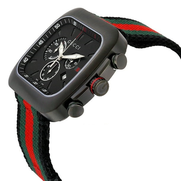 Gucci Coupe Chronograph Quartz Black Two Tone NATO Strap Watch For Men - YA131202