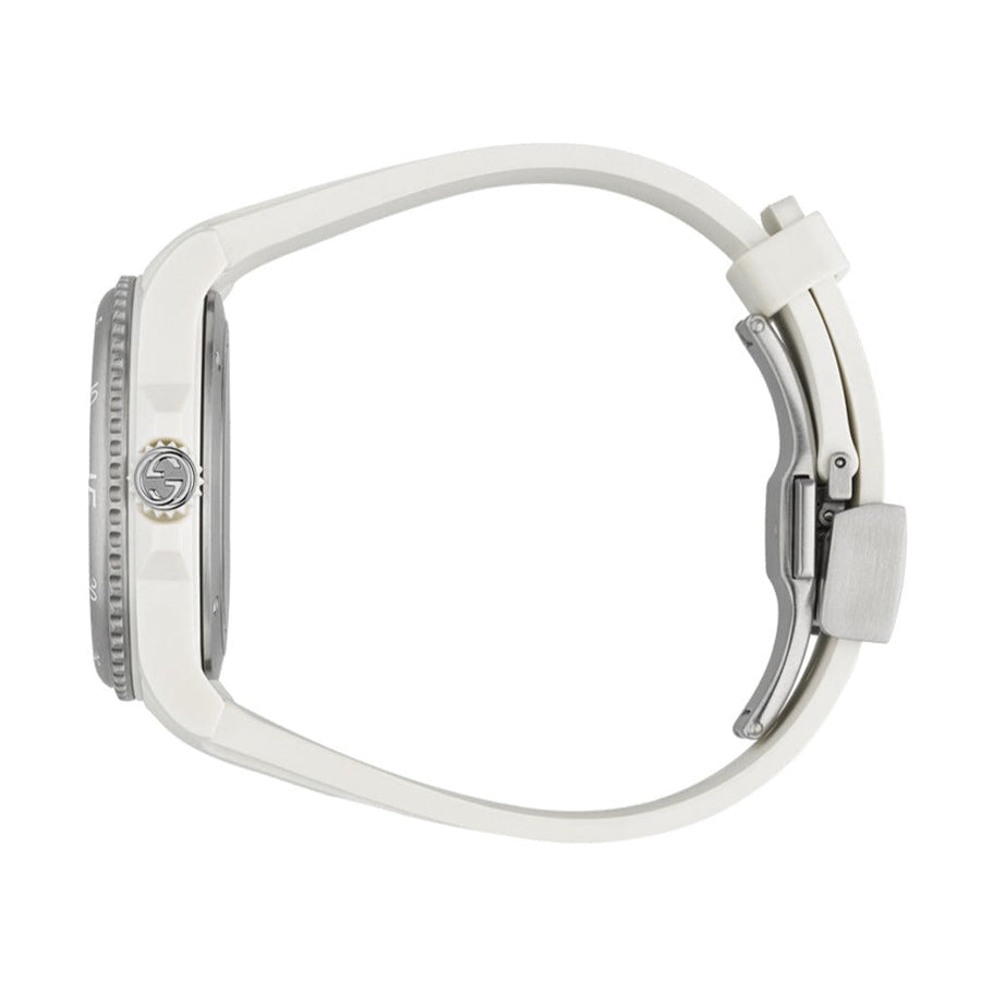 Gucci Dive Automatic Transparent Dial White Rubber Strap Watch For Men - YA136343