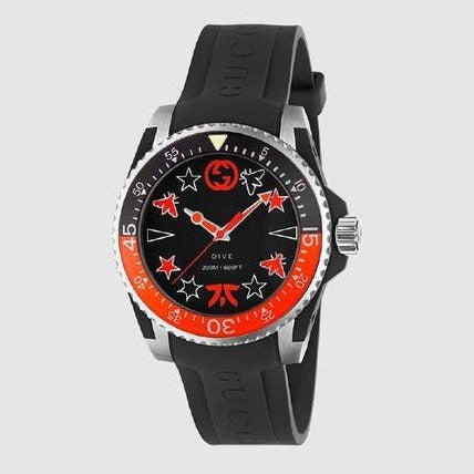 Gucci Dive Limited Edition Black Dial Black Rubber Strap Unisex Watch - YA136333
