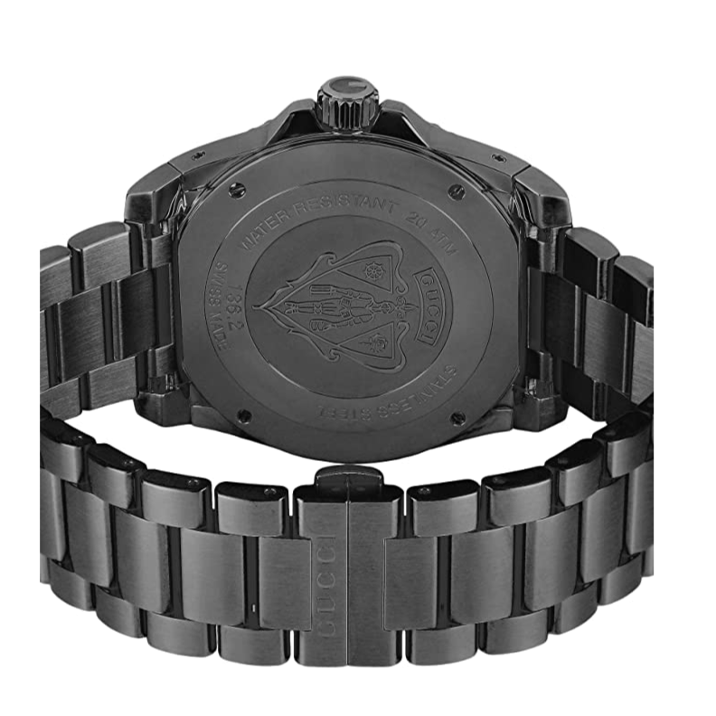 Gucci Dive Quartz Black Dial Black Steel Strap Watch For Men - YA136213