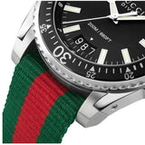 Gucci Dive Black Dial Green & Red Nylon Strap Watch For Men - YA136206