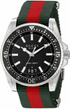 Gucci Dive Black Dial Green & Red Nylon Strap Watch For Men - YA136206