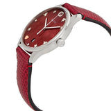 Gucci G-Timeless Mother of Pearl Red Dial Red Leather Strap Watch For Women - YA1264041