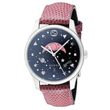 Gucci G-Timeless Moonphase Black Dial Pink Leather Strap Watch For Women - YA1264046