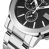 Gucci G Chrono Black Dial Silver Steel Strap Watch For Men - YA101204