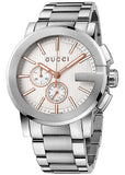 Gucci G Chrono Chronograph Silver Dial Silver Steel Strap Watch For Men - YA101201