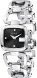 Gucci G Diamonds Black Dial Silver Steel Strap Watch For Women - YA125509