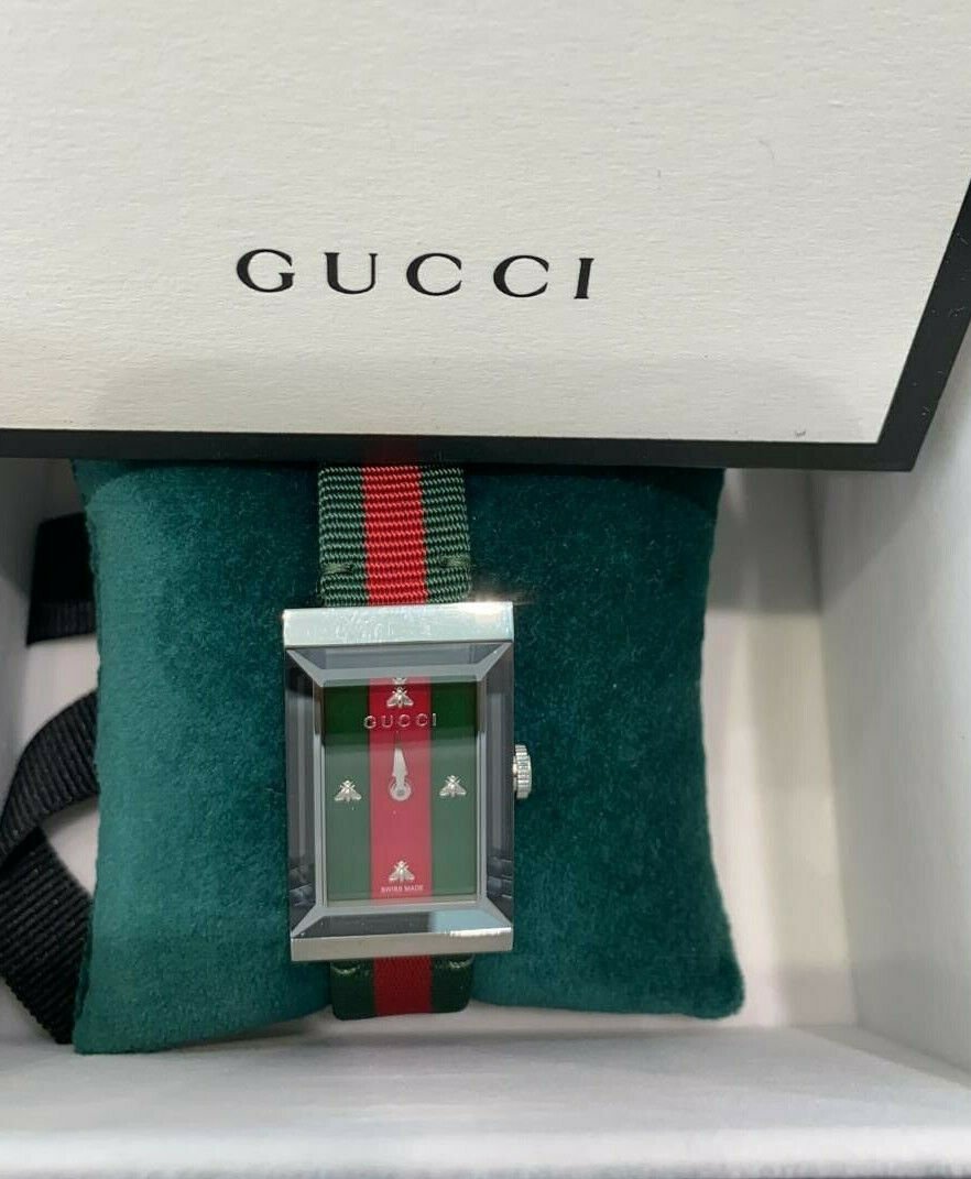 Gucci G-Frame Mother of Pearl Dial Two Tone Nylon Strap Watch For Women - YA147404