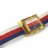 Gucci G-Frame Mother of Pearl Dial White Blue Red Nylon Strap Watch For Women - YA147405